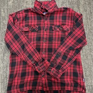 Patagonia Red and Black Plaid Casual Button Down Shirt
